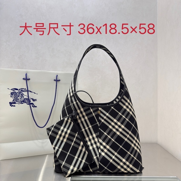 버버리 체크 패턴 캔버스 호보 숄더백 718160
