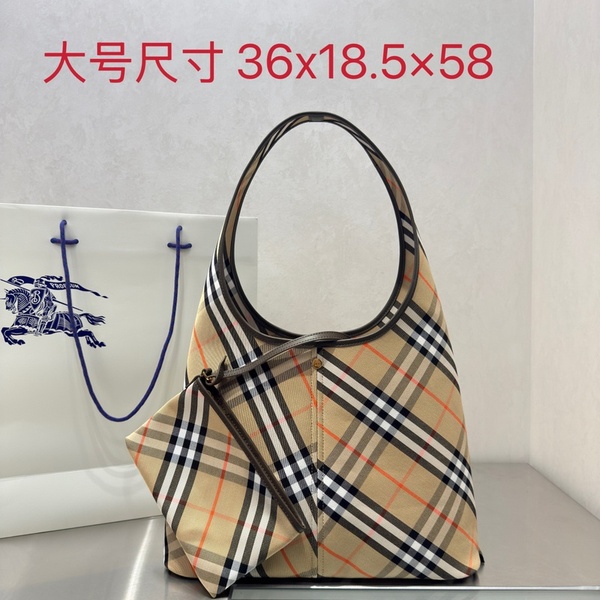 버버리 체크 패턴 캔버스 호보 숄더백 718160
